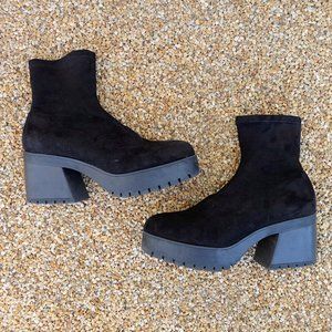H&M black platform sock boots
